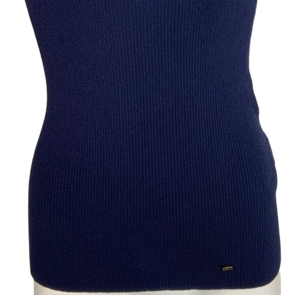 Ted Baker Tashhaa Frill Rib Knit Top Sweater 2 US/S Navy - Picture 10 of 13